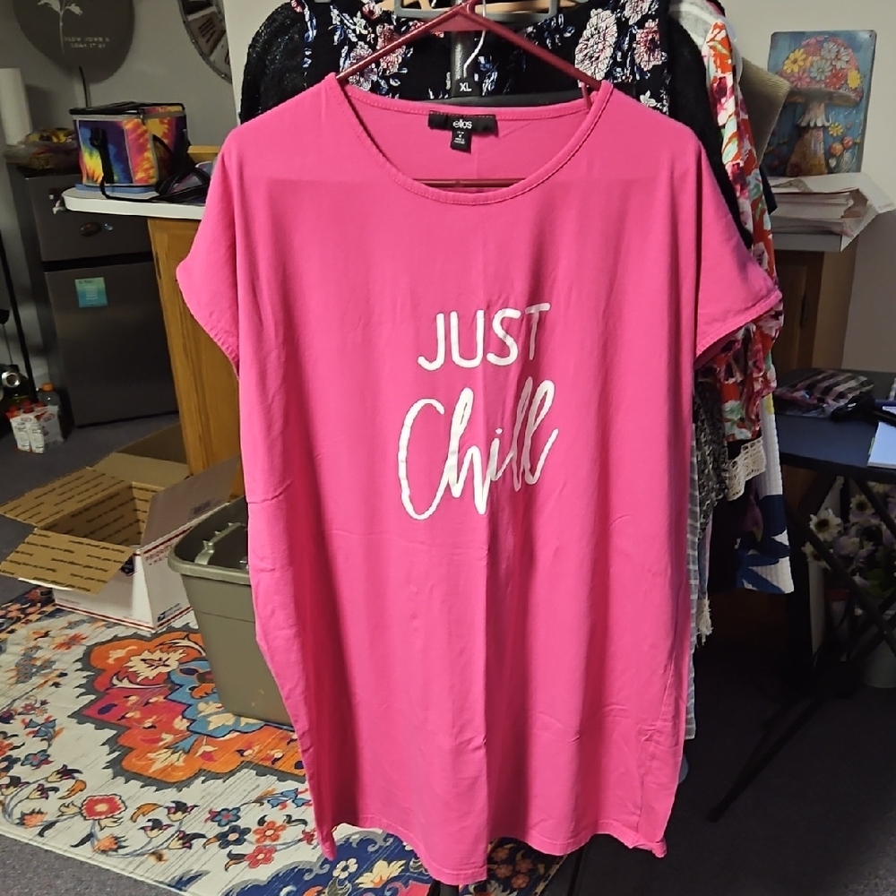 ellos Pink and White Cozy Pajama Set